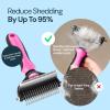 imageMalsiPree 2in1 Dog Grooming Brush ampamp Undercoat Rake  Deshedding Brush and Dematting Comb for Long or Short Haired Dogs  AntiShedding Pet Tool  Deshedding ToolPink