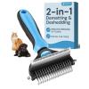 imageMalsiPree 2in1 Dog Grooming Brush ampamp Undercoat Rake  Deshedding Brush and Dematting Comb for Long or Short Haired Dogs  AntiShedding Pet Tool  Deshedding ToolBlue