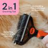 imageMalsiPree 2in1 Dog Grooming Brush ampamp Undercoat Rake  Deshedding Brush and Dematting Comb for Long or Short Haired Dogs  AntiShedding Pet Tool  Deshedding ToolOrange
