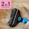 imageMalsiPree 2in1 Dog Grooming Brush ampamp Undercoat Rake  Deshedding Brush and Dematting Comb for Long or Short Haired Dogs  AntiShedding Pet Tool  Deshedding ToolBlue