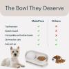 imageMalsiPree Elevated Ceramic Dog ampamp Cat Bowls Set Raised Stand for Small Dogs ampamp All Sized Cats Sand Beige with Splash Guard  Pet BowlsMedium