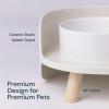 imageMalsiPree Elevated Ceramic Dog ampamp Cat Bowls Set Raised Stand for Small Dogs ampamp All Sized Cats Sand Beige with Splash Guard  Pet BowlsMedium