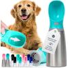 imageMalsiPree Portable Dog Water Bottle  Lightweight LeakProof Travel Cup  12 oz Pink Bowl for Pets  Food Grade Plastic  Dog Bowls  Puppy EssentialsBlue