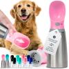 imageMalsiPree Portable Dog Water Bottle  Lightweight LeakProof Travel Cup  12 oz Pink Bowl for Pets  Food Grade Plastic  Dog Bowls  Puppy EssentialsPink