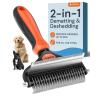 imageMalsiPree 2in1 Dog Grooming Brush ampamp Undercoat Rake  Deshedding Brush and Dematting Comb for Long or Short Haired Dogs  AntiShedding Pet Tool  Deshedding ToolOrange