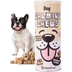imageMalsiPree Calming Chews for Dogs  145 pcs Salmon  Helps Regulate Mood  Anxiety Relief Treats  No Sedative Effect  Freeze Dried  with Passion Flower ampamp MelatoninChicken