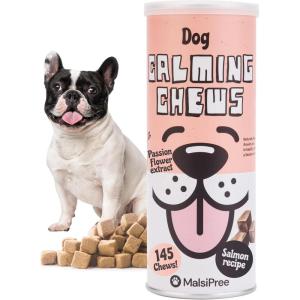 imageMalsiPree Calming Chews for Dogs  145 pcs Salmon  Helps Regulate Mood  Anxiety Relief Treats  No Sedative Effect  Freeze Dried  with Passion Flower ampamp MelatoninSalmon
