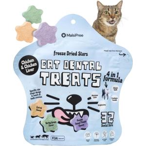 imageMalsiPree Cat Dental Treats  Clean Brighten Freshen ampamp Minimize Tartar  Freeze Dried Breath Freshener  AntiChoke  Cat Dental Chews  Natural Lysozyme Chicken Base 32 Piece