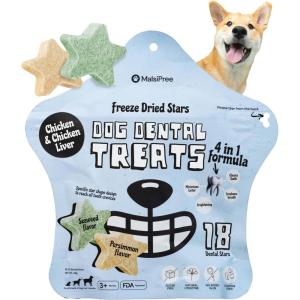 imageMalsiPree Freeze Dried Dental Chews for Dogs  Clean Brighten Freshen Breath ampamp Minimize Tartar  Dog Teeth Cleaning Chews  AntiChoke  Natural Lysozyme Chicken Base 18 pc