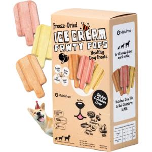 imageMalsiPree Ice Cream Dog Birthday Treats  Grain ampamp LactoseFree  Freeze Dried Dog Treats  High Protein Low Calorie ampamp Healthy  Chicken Base with Salmon ampamp Beef 3 Flavors 15 pcsIce Cream Pawps Pack of 15