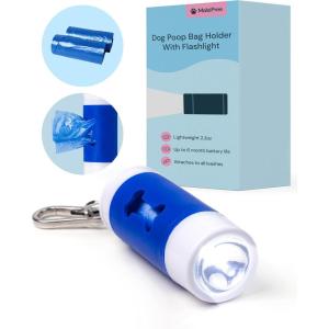 imageMalsiPree Poop Bag Holder Leash Attachment Waste Bag Dispenser with Stainless Steel Buckle Clip ampamp Adjustable Strap Fit for Any Dog Leash ampamp Poopbag BlackDispenser Set wFlashlight