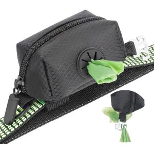 imageMalsiPree Poop Bag Holder Leash Attachment Waste Bag Dispenser with Stainless Steel Buckle Clip ampamp Adjustable Strap Fit for Any Dog Leash ampamp Poopbag Black1 Pack