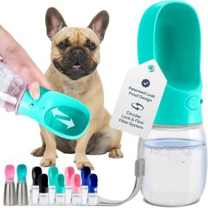 imageMalsiPree Portable Dog Water Bottle  Lightweight LeakProof Travel Cup  12 oz Pink Bowl for Pets  Food Grade Plastic  Dog Bowls  Puppy EssentialsBlue