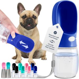 imageMalsiPree Portable Dog Water Bottle  Lightweight LeakProof Travel Cup  12 oz Pink Bowl for Pets  Food Grade Plastic  Dog Bowls  Puppy EssentialsNavy Blue